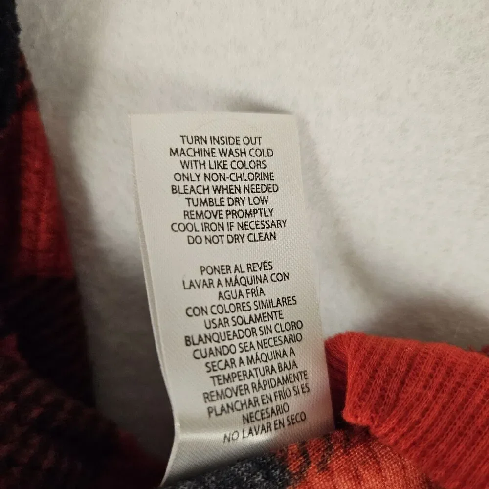 Eddie Bauer Dog Holiday Red Plaid Flannel Sweater LARGE Christmas Winter Picture